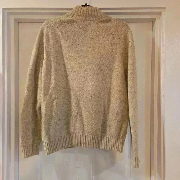 Lands End Womens Wool 1/4 Zip Long Sleeve Pullover Knit Sweater Tan Size Large - Picture 4 of 8